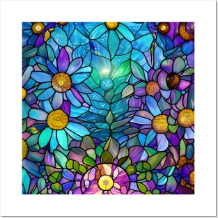 Stained Glass Flowers Posters and Art